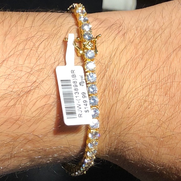 Brand New Gold Finished Lab Diamond Tenis Bracelet - Picture 6 of 7